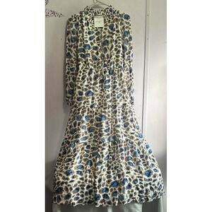 Current Air NWT Women's Long Sleeve Wild‎ Love Blue Leopard Dress Size XS